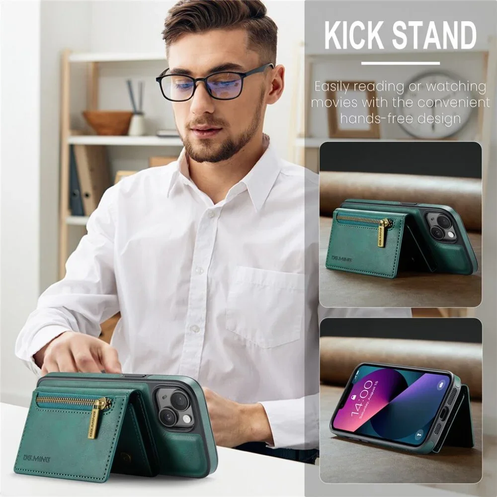 DG.MING M5 Series Magnetic 2-in-1 Wallet Leather Phone Case For iPhone 13 ProMax